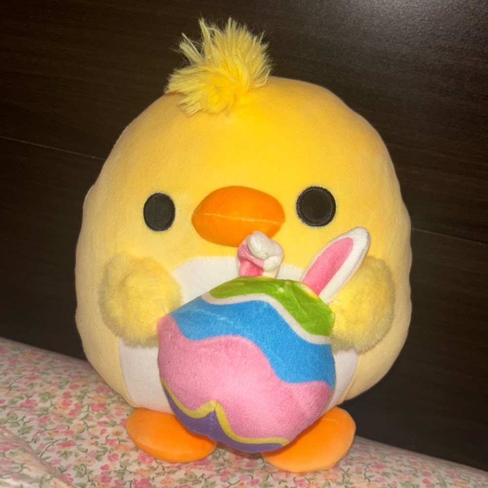 Yellow Plush Chick with Easter Egg